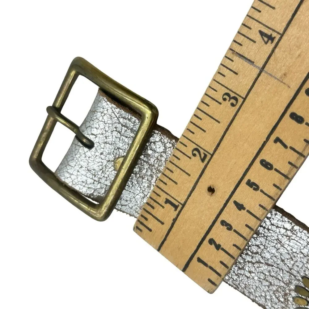 CORDERO neutral metallic leather belt embellished with jewel studs